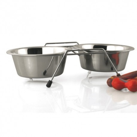 Duvo soporte con comederos acero para perros y gatos