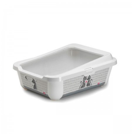 Bandeja sanitaria cats in love con tapa para gatos moderna