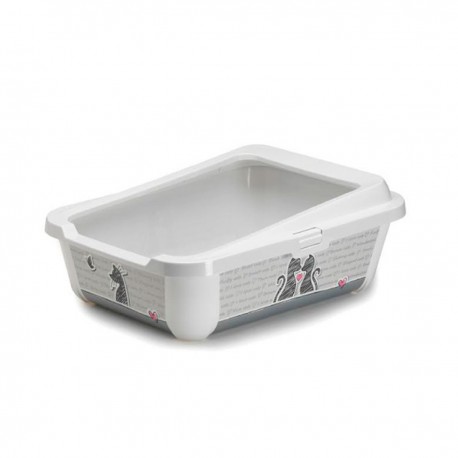 Bandeja sanitaria cats in love con tapa para gatos moderna