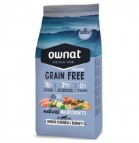 Pienso Ownat Prime Grain free de pollo y pavo para perros senior 14Kg