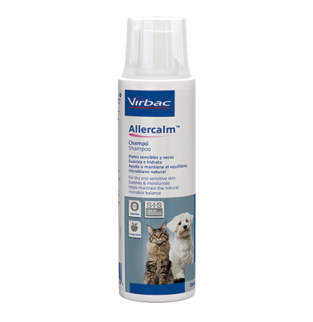 Allercalm champú para piel sensible o seca de perros y gatos