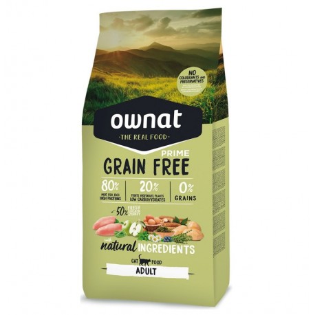 Saco Pienso Ownat Prime Grain Free para gatos adultos 8Kg