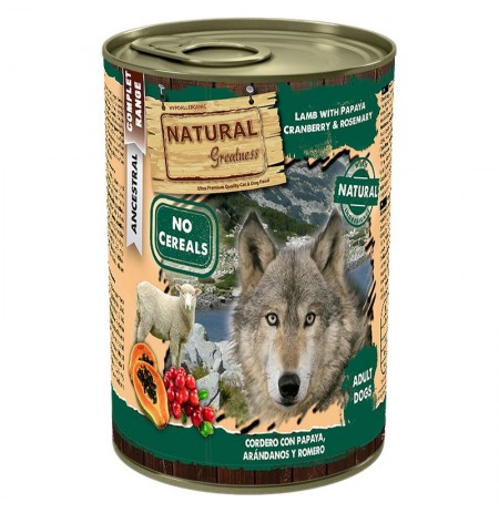 Natural Greatness Cordero con Papaya Latas para perros
