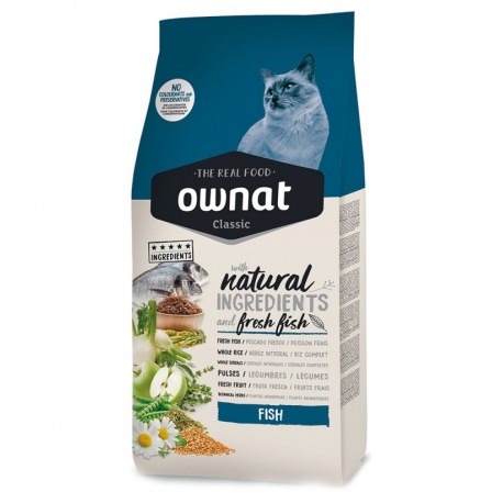 Saco pienso Ownat Classic Fish para gatos adultos de todas las razas 4 Kg