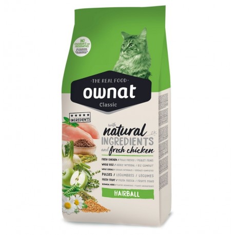 Pienso Ownat Classic Hairball para evacuar las bolas de pelo de gato 4Kg