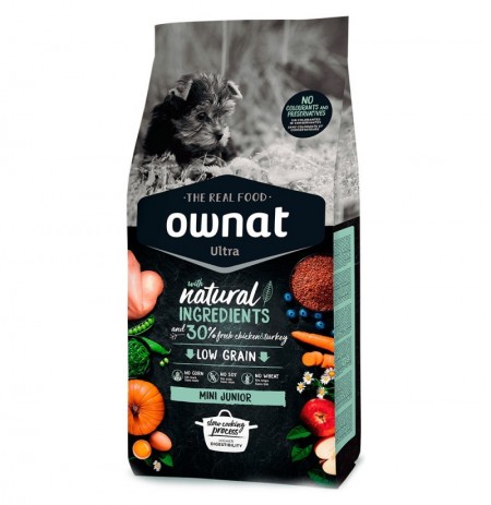 Saco de pienso Ownat Ultra Mini Junior para cachorros de raza pequeña o mini 3Kg