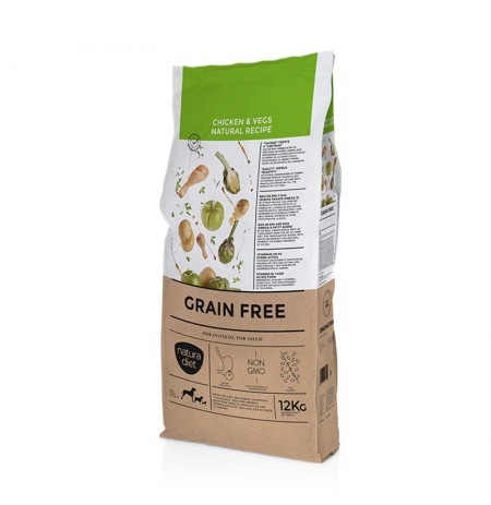Pienso Natura Diet Grain Free Chicken & Vegetables sin cereales para perros en formato de 12Kg