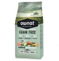 Pienso Ownat Prime Grain Free de pollo y pavo para perros adultos 14Kg