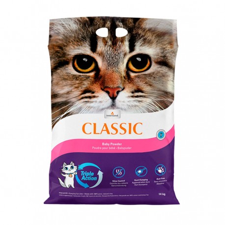 Intersand classic arena aglomerante baby powder talco bebé para gatitos