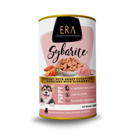 Era Sybarite Puppy Pavo con Batatas Latas para cachorro