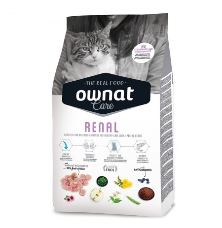 Comida Ownat care Renal para gatos adultos con afectaciones renales 3Kg