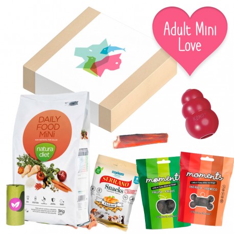 Caja San Valentín de chuches para perros adultos mini o pequeños de Todomascota