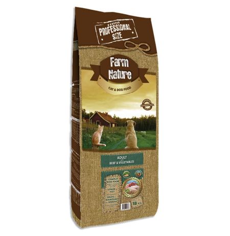 Saco Pienso Farm Nature de buey con verduras para perros adultos 18Kg