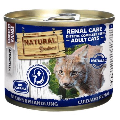 Latas comida húmeda para gatos Natural Greatness Vet Renal y cálculos de oxalato 400g