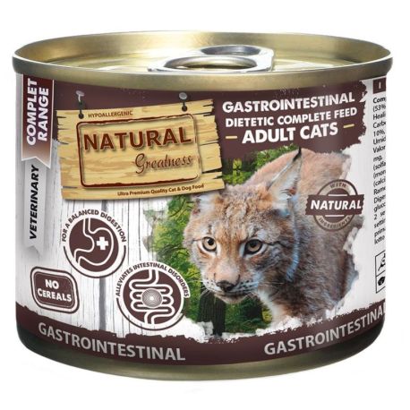 Latas comida húmeda para gatos Natural Greatness Vet Gastrointestinal (Cuidado sistema digestivo) 200g