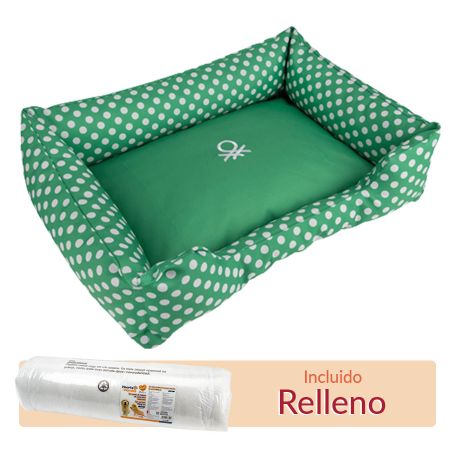 Cuna completa con funda y relleno para la cuna United Colors of Benetton verde con lunares blancos