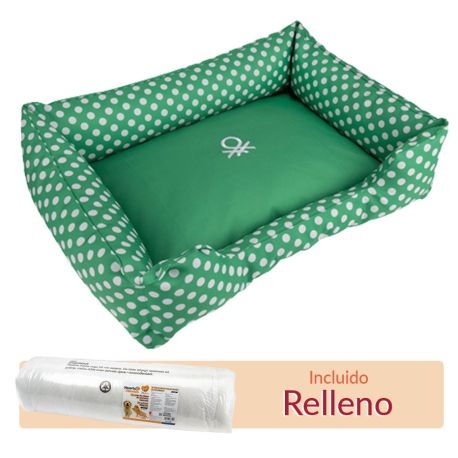 Cuna completa con funda y relleno para la cuna United Colors of Benetton verde con lunares blancos