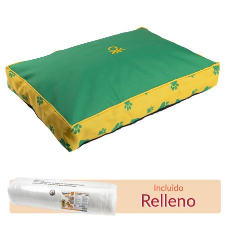 Colchón completo con funda y relleno para la cuna United Colors of Benetton Huellas de color verde y amarillo para perros