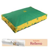 Colchón completo con funda y relleno para la cuna United Colors of Benetton Huellas de color verde y amarillo para perros