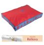 Colchón completo con funda y relleno para la cuna United Colors of Benetton de color rojo y azul con huellas rojas para perros