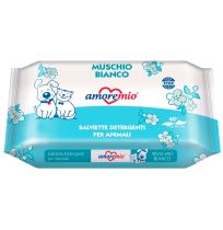 Toallitas húmedas Musgo Blanco amoremio para perros y gatos de 40 unidades y 30cm x 20cm de tamaño 