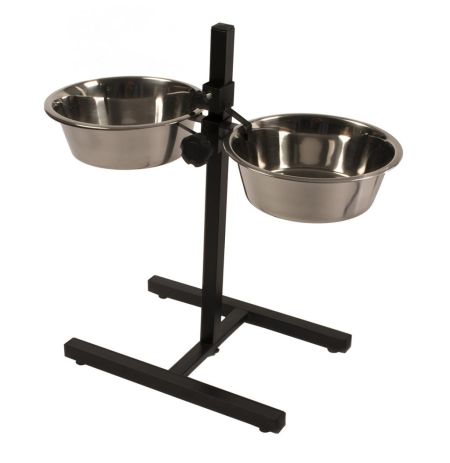 Duvo Plus soporte regulable con comederos de acero inoxidable para perros