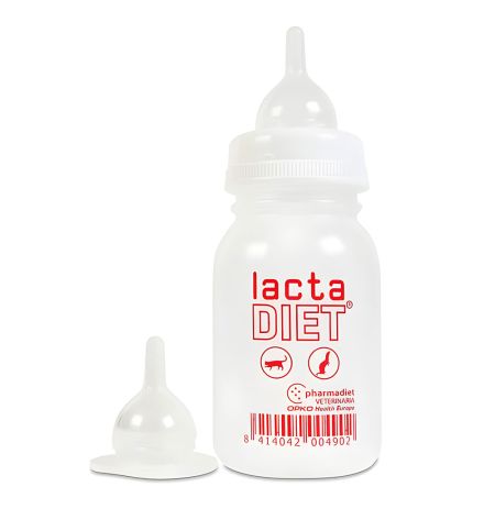Biberón Pharmadiet Lactadiet con tetina de 120ml de capacidad para gatos bebés, kittens o gatitos