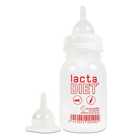 Biberón Pharmadiet Lactadiet con tetina de 120ml de capacidad para gatos bebés, kittens o gatitos