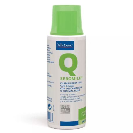 Virbac Sebomild champú pieles grasas, caspa, descamación o mal olor para perros y gatos de 200ml