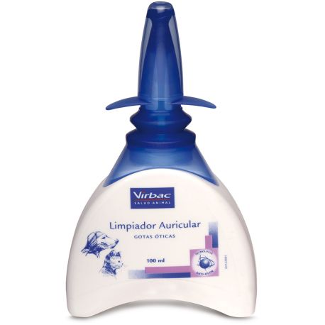 Vista detalle limpiador auricular de Virbac de 100ml para perros y gatos