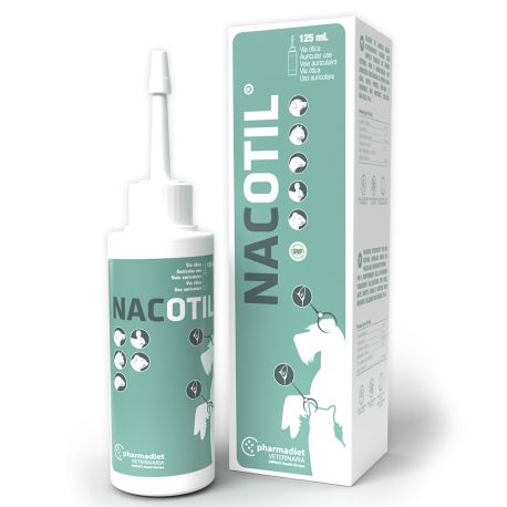 Pharmadiet Nacotil gotas para oídos para bacterias y hongos en perros y gatos de 125 ml