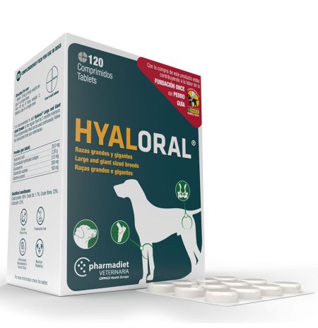 Nuevo diseño Hyaloral condroprotector para razas grandes y gigantes de 120 comprimidos