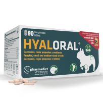Nuevo diseño Hyaloral para razas mini, pequeñas y medianas de 90 comprimidos