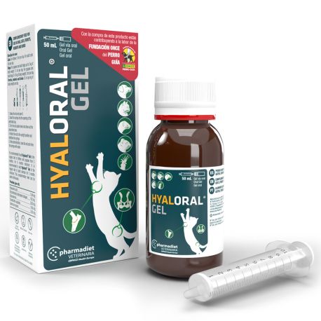 Nuevo diseño del Pharmadiet Hyaloral Gel de 50ml con jeringa para perros y gatos