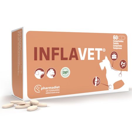 Nuevo diseño caja Pharmadiet Inflavet de 60 cápsulas para perros y gatos