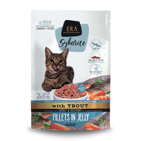 Comida húmeda Era sybarite trucha con zanahoria para gatos