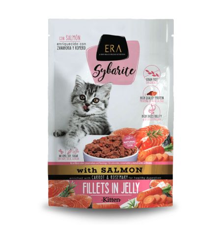 Comida húmeda Era sybarite Kitten salmón con zanahoria para gatos bebés