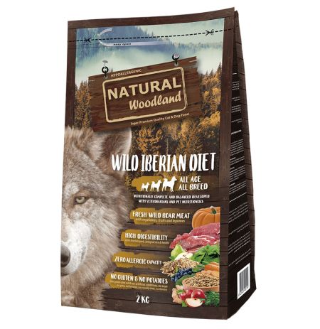 saco de pienso Natural Woodland wild iberian Diet en formato de 2Kg