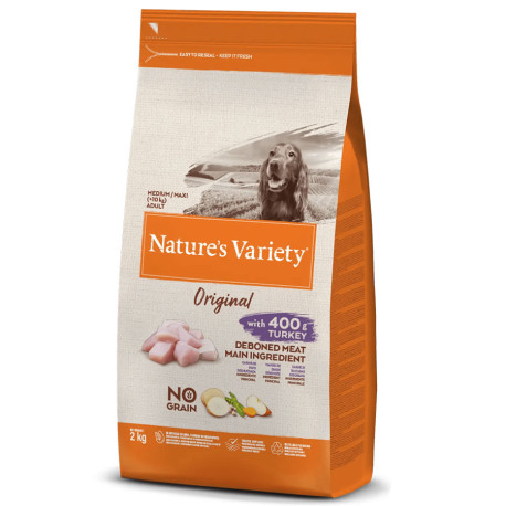 Pienso Affinity Nature's variety original no grain medium adult pavo en saco de 2Kg