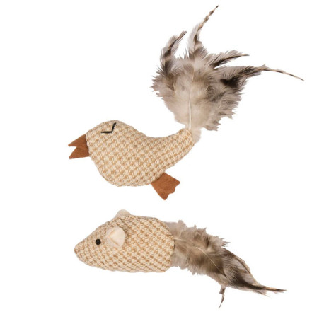 Pájaro o ratón con plumas juguete aleatorio duvo para gatos