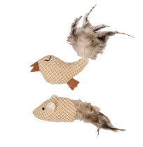Pájaro o ratón con plumas juguete aleatorio duvo para gatos