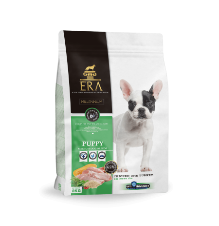 Nuevo diseño del saco de pienso Era Millennium Puppy Medium Pollo y Pavo