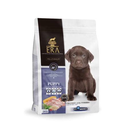 Nuevo diseño del saco de pienso Era Millennium Puppy Large Breed Pollo y Pavo