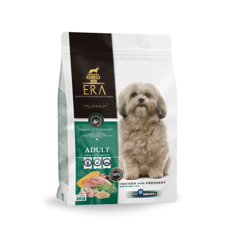 Nuevo diseño del saco de pienso Era Millennium Adult Small Breed Pollo y faisán