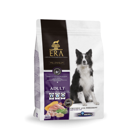 Nuevo diseño del saco de pienso Era Millennium Adult Medium Large Breed Pollo y Faisán