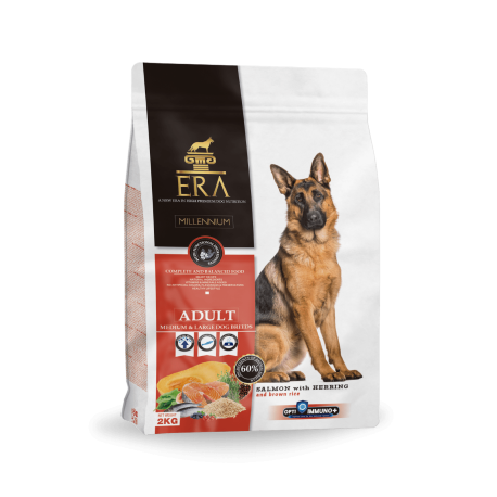 Nuevo diseño del saco de pienso Era Millennium Adult Medium Large Breed Salmón y arenque