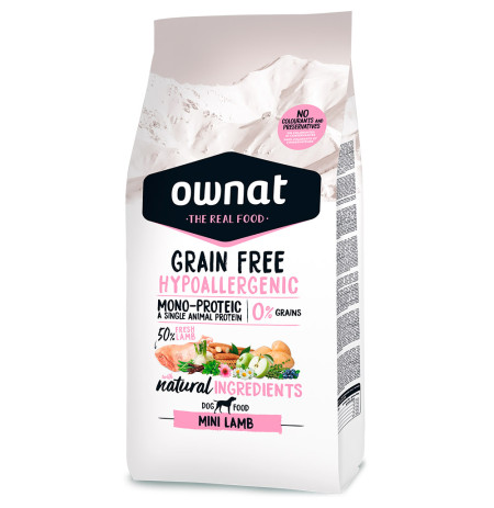 Saco de Pienso Ownat hypoallergenic mini lamb para perros 3Kg