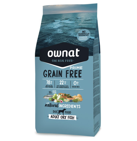 Saco de Pienso Ownat prime grain free adult oily fish para perros 12Kg
