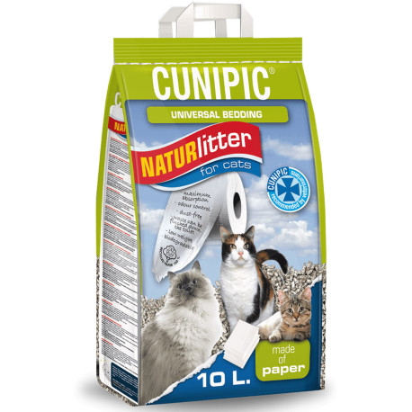 Naturlitter lecho papel para gatos cunipic en formato de 10 Litros