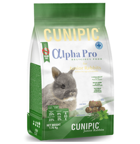 Pienso o comida Cunipic conejo baby junior alpha pro pienso sin cereales de 1,75Kg